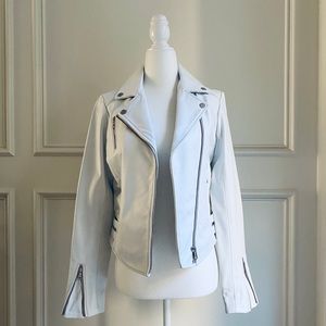 DSTLD - White Leather Moto Jacket  (REAL LEATHER!)